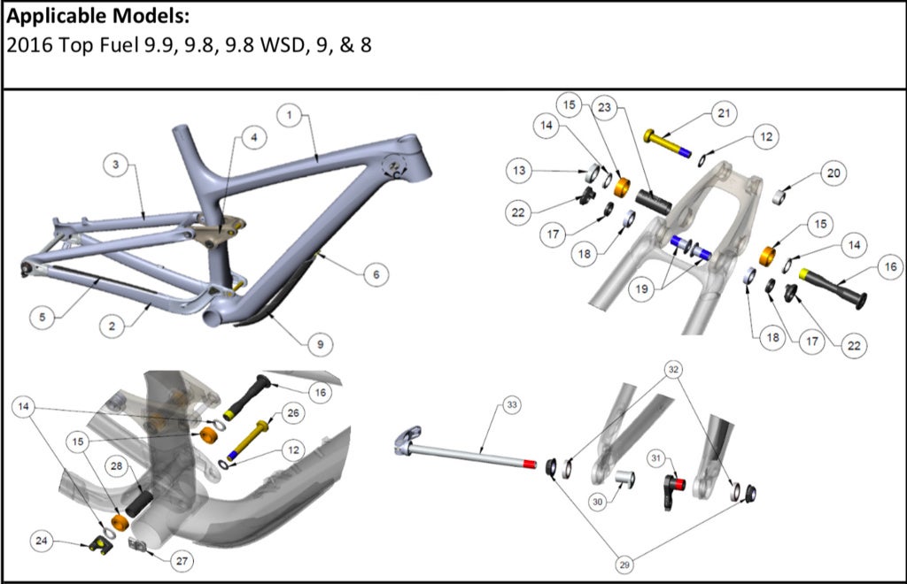 trek bike frame parts